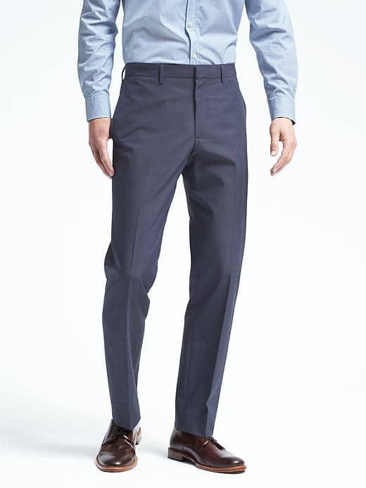 Banana Republic Mens Standard Fit Non Iron Glen Plaid Pant - Navy