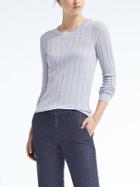 Banana Republic Womens Sheer Cable Knit Pullover Crew - Light Blue