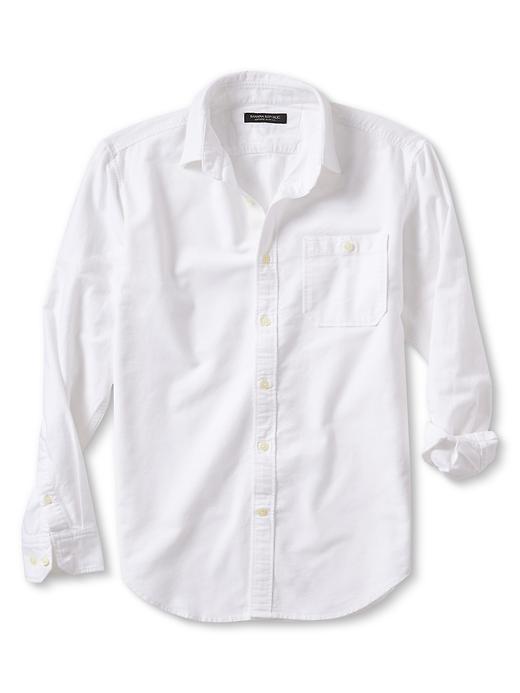 Banana Republic Mens Slim Fit Brushed Cotton Shirt Size L Tall - White
