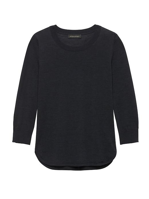 Banana Republic Womens Machine-washable Merino Curved-hem Sweater Navy Size L