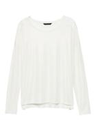 Banana Republic Womens Soft-stretch Long-sleeve Metallic Relaxed T-shirt White Size Xs