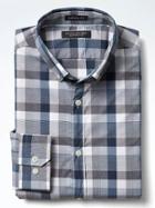 Banana Republic Mens Camden Fit Supima Large Gingham Shirt - Navy