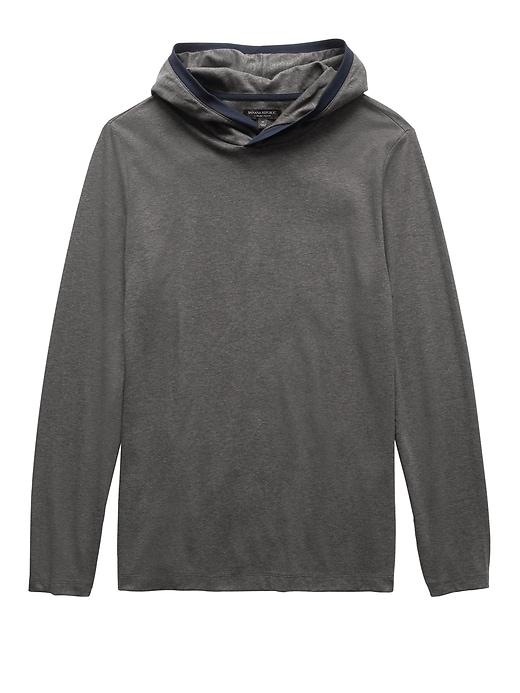 Banana Republic Mens Luxury-touch Hoodie With Contrast Trim Dark Gray Size Xxl