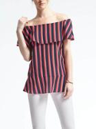 Banana Republic Womens Easy Care Stripe Off Shoulder Top - Multi Stripe