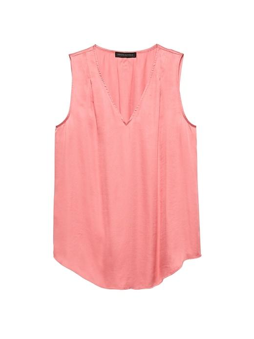 Banana Republic Womens Petite Soft Satin Pleated Drapey Tank Bright Guava Pink Size S