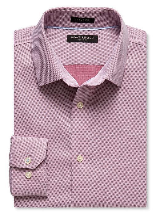 Banana Republic Mens Camden Fit Non Iron Textured Shirt Size L Tall - Deep Rose