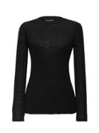 Banana Republic Womens Machine-washable Merino Wool Ribbed Crew-neck Sweater Black Size Xs