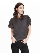 Banana Republic Womens Limited Edition Flutter Sleeve Eyelet Top Size L - Mink Grey