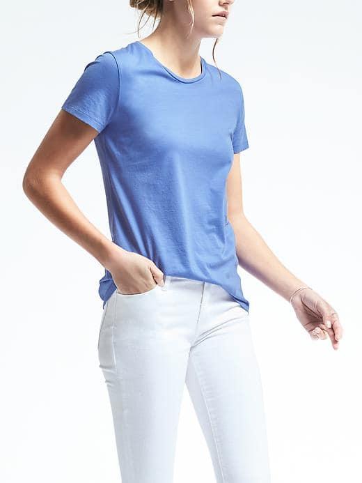 Banana Republic Womens Short Sleeve Supima Crew Tee - Patchwork Blue