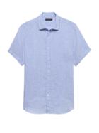 Banana Republic Mens Camden Standard-fit Linen Shirt Periwinkle Size S