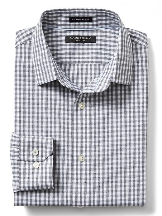 Banana Republic Mens Camden Fit Non Iron Gingham Shirt Size L - Moonless Night