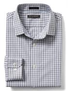 Banana Republic Mens Camden Fit Non Iron Gingham Shirt Size L - Moonless Night