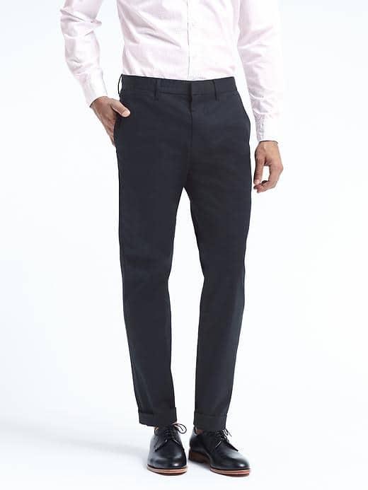 Banana Republic Mens Mason Tapered Rapid Movement Chino - Navy