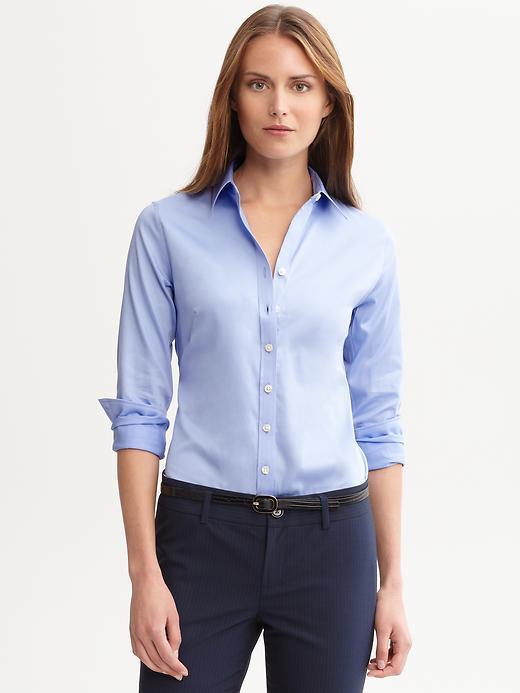 Banana Republic Non Iron Fitted Sateen Shirt - Blue Crystal