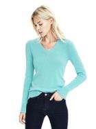 Banana Republic Button Back Vee Pullover Sweater - Turquoise Sky