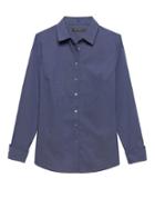 Banana Republic Womens Riley Tailored-fit Super-stretch Shirt Navy Blue Size 4