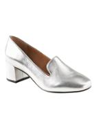 Banana Republic Womens Mid-heel Smoking Slipper Silver Leather Size 9