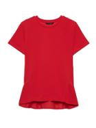 Banana Republic Womens Stretch-crepe Ruffle-back Top Vamp Red Size Xl