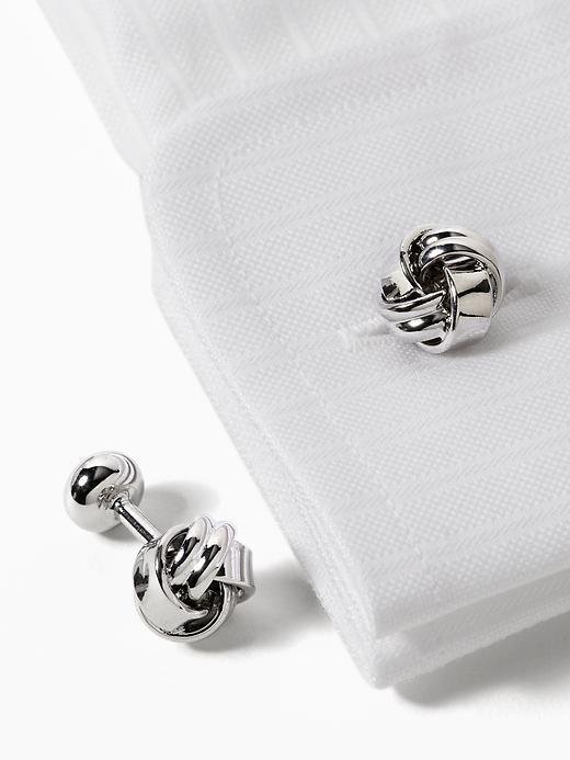 Banana Republic Twisted Knot Cuff Links - Silver