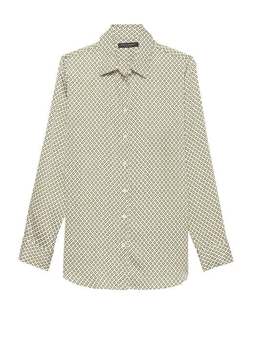 Banana Republic Womens Dillon Classic-fit Print Shirt White, Yellow & Blue Print Size Xs
