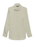Banana Republic Womens Dillon Classic-fit Print Shirt White, Yellow & Blue Print Size Xs