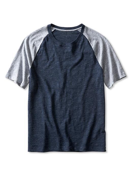 Banana Republic Mens Soft Wash Colorblock Raglan Tee Size L - Gray Blue