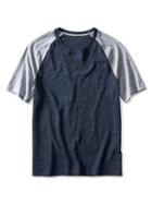 Banana Republic Mens Soft Wash Colorblock Raglan Tee Size L - Gray Blue