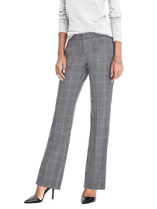 Banana Republic Womens Logan Fit Plaid Lightweight Wool Pant - Plaid
