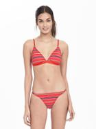 Banana Republic Womens Variegated Stripe Bikini Top Size L - Red Glow