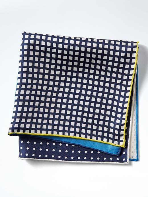 Banana Republic Mens Patterned Pocket Square - Blue Whale
