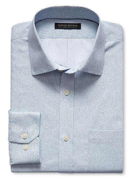 Banana Republic Mens Tailored Slim Fit Non Iron Micro Line Shirt Size L Tall - Peri
