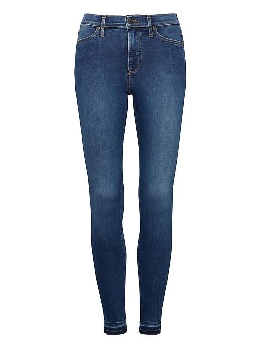 Banana Republic Womens Devon Legging-fit Luxe Sculpt Medium Wash Jean With Fray Hem Indigo Size 29