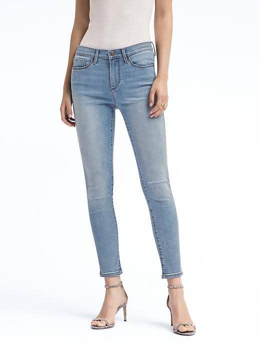 Banana Republic Womens Sculpt Light Wash Skinny Ankle Jean - Light Blue
