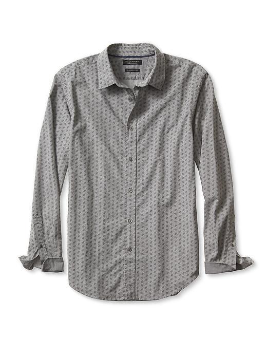 Banana Republic Mens Camden Fit Custom Wash Mini Paisley Shirt Size L Tall - Heather Gray