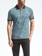 Banana Republic Mens Luxury Touch Print Polo - Neils Teal