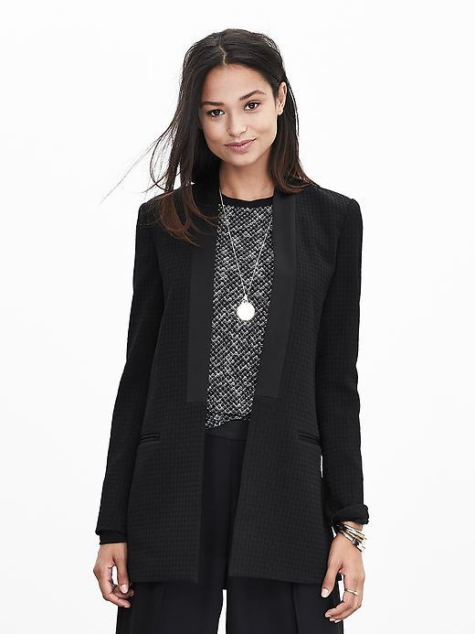 Banana Republic Textured Long Tuxedo Jacket Size 0 Petite - Black