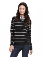 Banana Republic Womens Tipped Stripe Italian Cashmere Blend Sweater Size L - Black