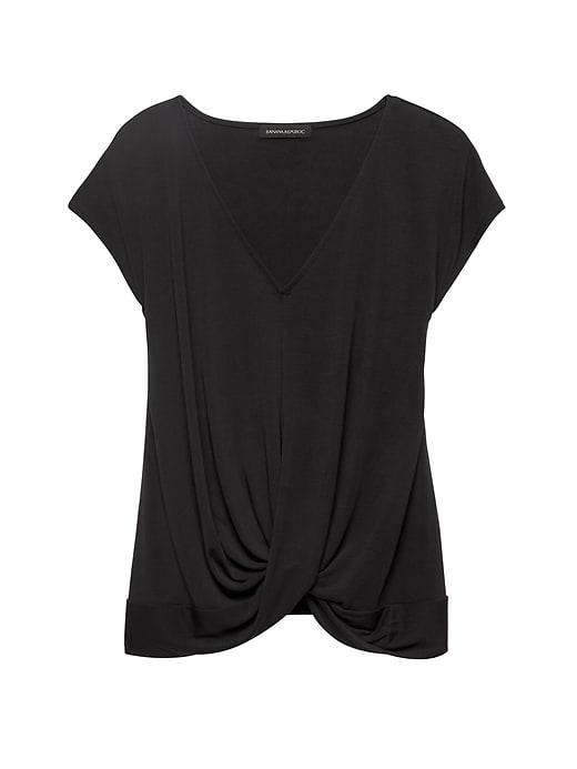 Banana Republic Womens Sandwashed Modal Blend Twist-front Top Black Size Xs