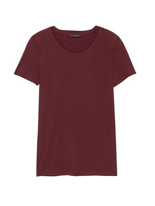 Banana Republic Womens Crew-neck T-shirt Maroon Supima Cotton Size Xxs