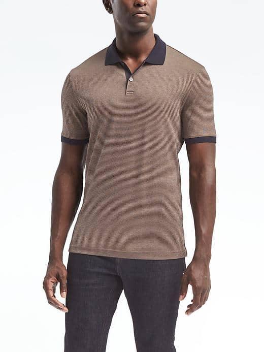 Banana Republic Mens Luxury Touch Jacquard Polo - Tan