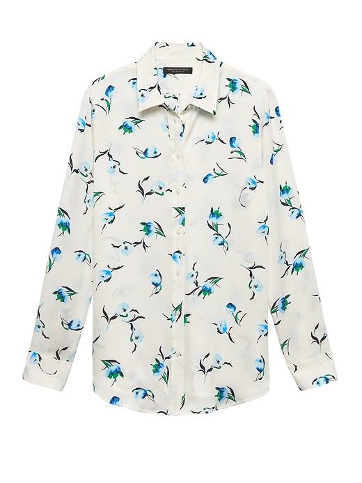 Banana Republic Womens Dillon Classic-fit Halli Floral Shirt White Size Xs