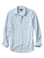 Banana Republic Mens Grant Fit Utility Pocket Shirt Size L Tall - Blue Mineral