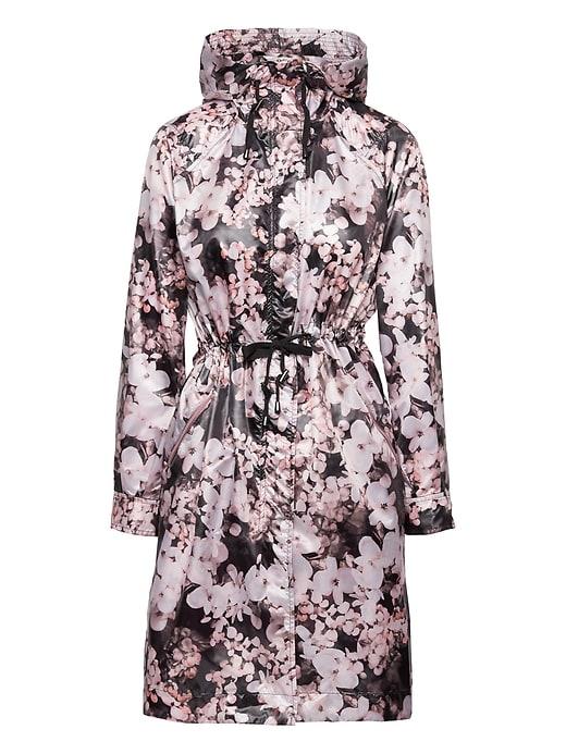Banana Republic Womens Life In Motion Water-resistant Packable Rain Jacket Pink Icing Size M