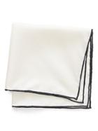 Banana Republic Mens Solid Silk Pocket Square White Size One Size