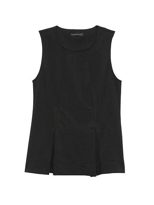 Banana Republic Womens Petite Pleated Ponte Shell Black Size M