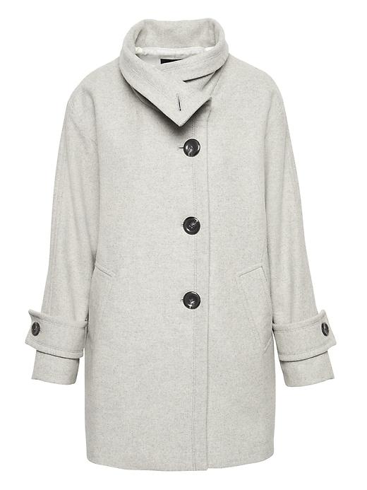 Banana Republic Womens Italian Melton Wool-blend Cocoon Coat Heather Gray Size Xs