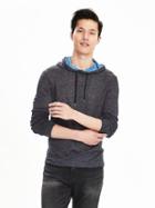 Banana Republic Mens Layered Hoodie Size L Tall - Navy