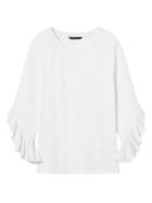 Banana Republic Womens Brushed Jersey Ruffle-sleeve Top White Size Xl