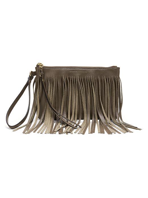 Banana Republic Willow Fringe Wristlet Size One Size - Dark Olive