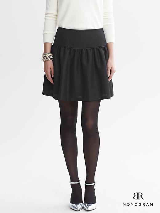 Banana Republic Monogram Fit And Flare Skirt - Black